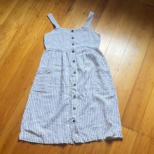 Artisan Ny Burgundy and White Striped Linen Shirt